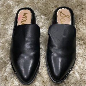 Black Sam Edelman slip on mules.